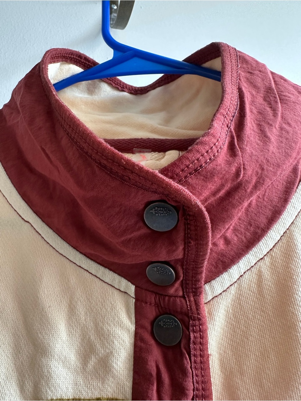 FP Movement by Free People Cream Vest with Burgundy Trim and Olive Patch - Picture 7 of 12